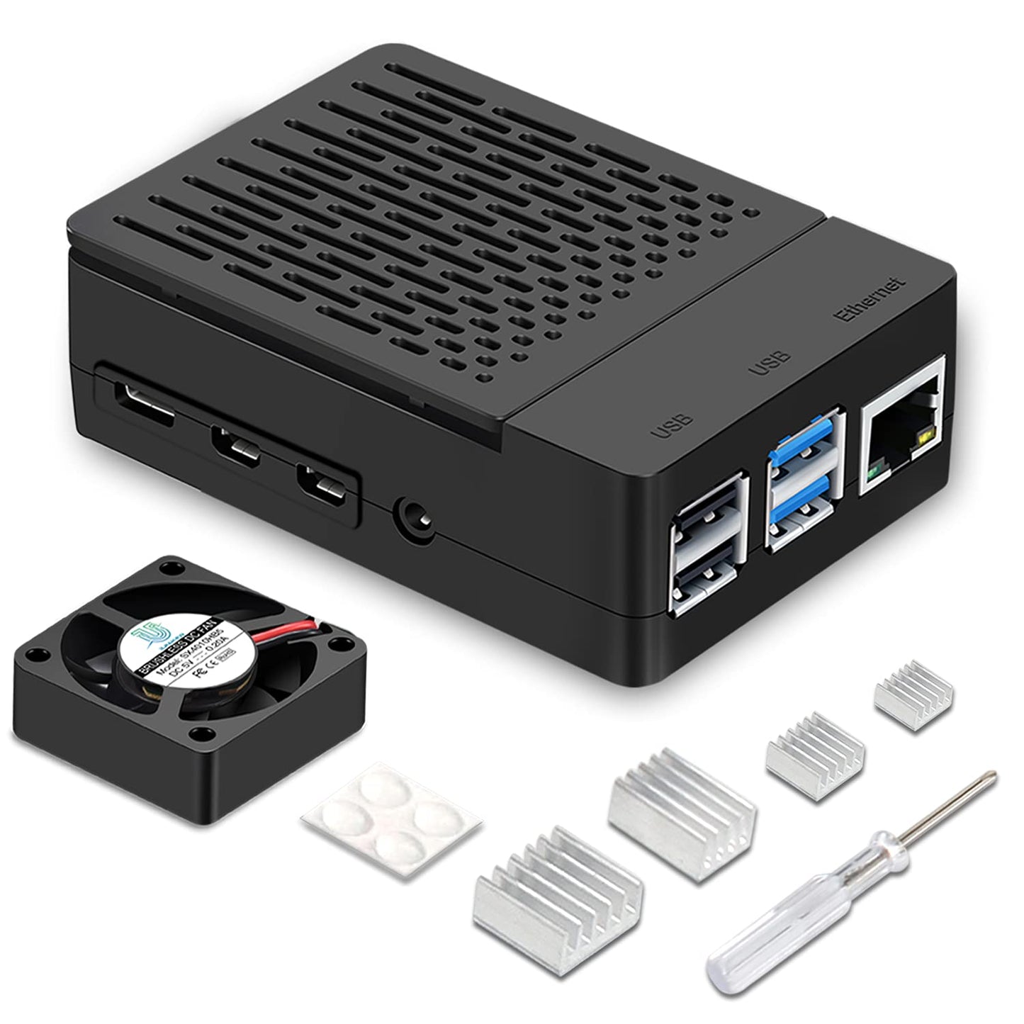 Raspberry Pi 4 Case, Raspberry Pi 4 Fan ABS Case with Cooling Fan, Raspberry Pi 4 Heatsink, Simple Removable Top Cover for Pi 4 Model B/ 4B