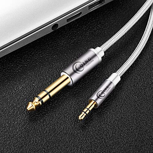 1/8 to 1/4 TRS Cable 15ft, Professional Nylon Braided 3.5mm to 6.35mm Stereo Audio Cable for Amplifiers, Home Theater Devices or Mixing Console