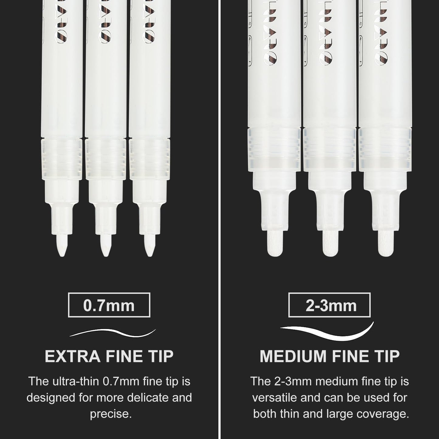 Acrylic White Paint Pens 8 Pack 2-3MM & 0.7MM Tips