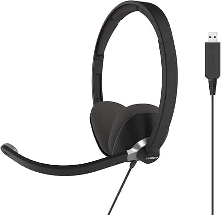 Double-Sided On-Ear USB Communication Headset with Noise Cancelling Microphone
