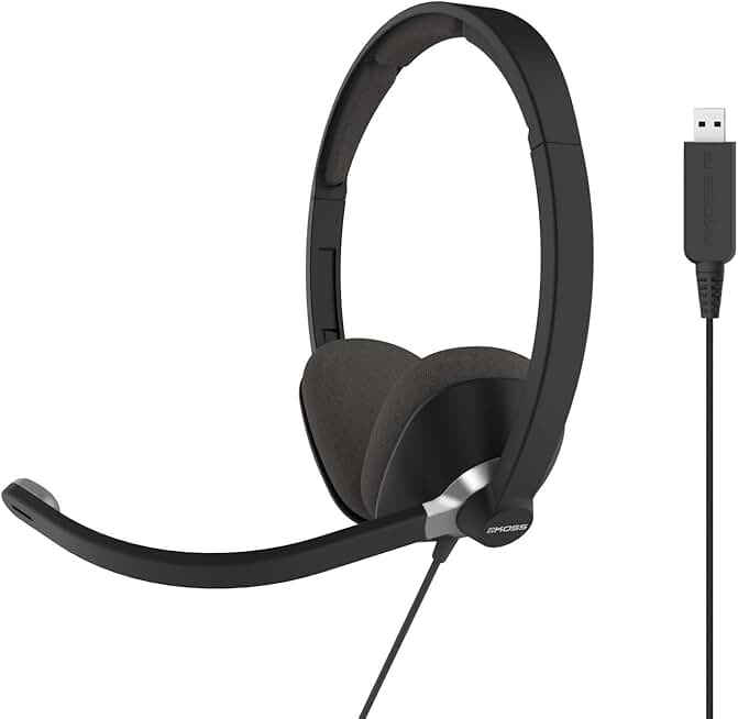 Double-Sided On-Ear USB Communication Headset with Noise Cancelling Microphone