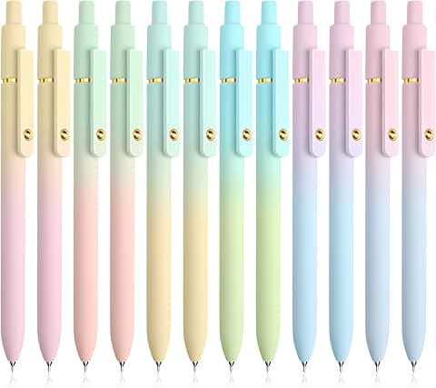 Set of 12 Black Gel Pens with Fine Point and Quick Dry Ink