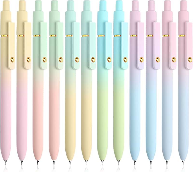 Set of 12 Black Gel Pens with Fine Point and Quick Dry Ink