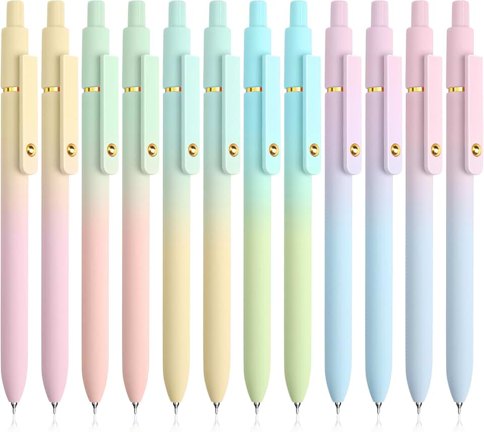 Set of 12 Black Gel Pens with Fine Point and Quick Dry Ink