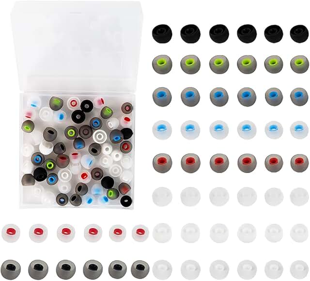 Set of 60 Soft Silicone Earbud Tips in Three Sizes