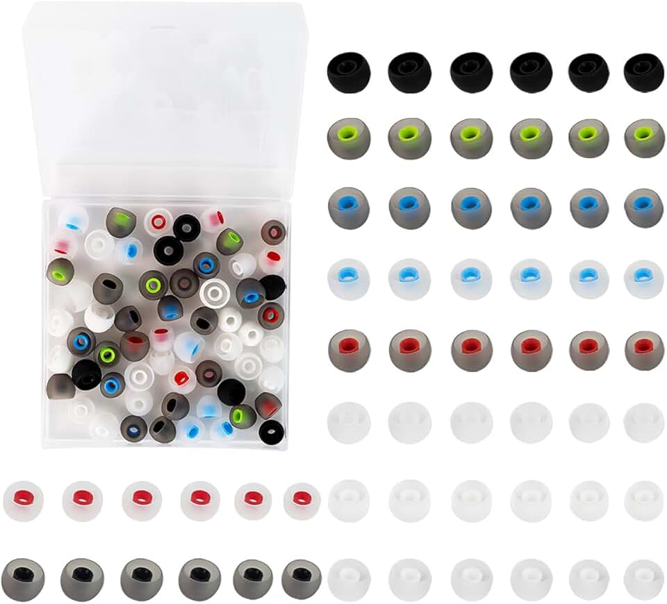 Set of 60 Soft Silicone Earbud Tips in Three Sizes