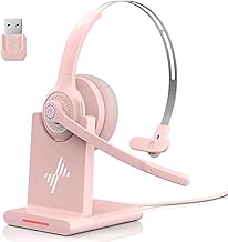 Wireless Bluetooth Headset with Mic and Charging Base