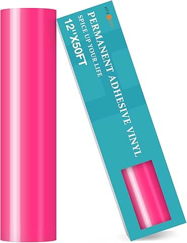 Neon Pink Permanent Vinyl Roll 12" x 50 ft