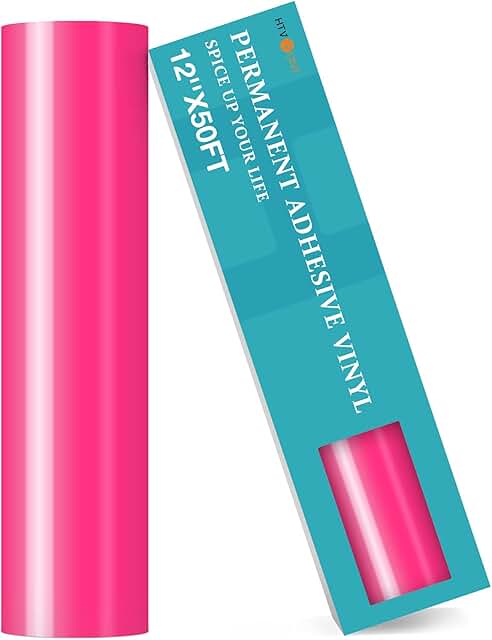 Neon Pink Permanent Vinyl Roll 12" x 50 ft