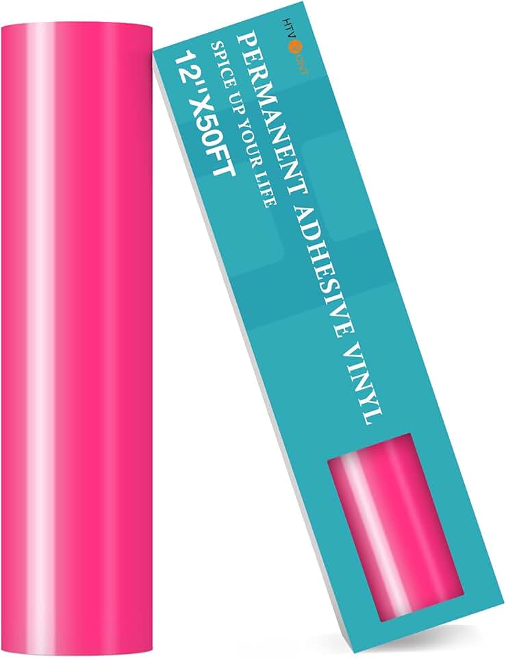 Neon Pink Permanent Vinyl Roll 12" x 50 ft