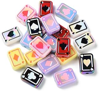 100pcs Multi-Colored Acrylic Heart-Shaped Poker Card Beads