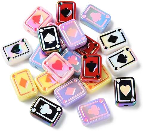 100pcs Multi-Colored Acrylic Heart-Shaped Poker Card Beads