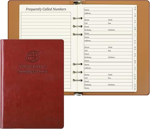 Refillable Address Book with Tabs, 600 Entries, Large Print