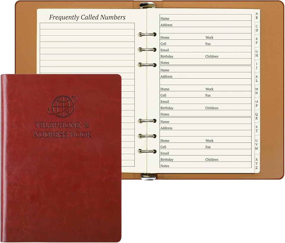 Refillable Address Book with Tabs, 600 Entries, Large Print