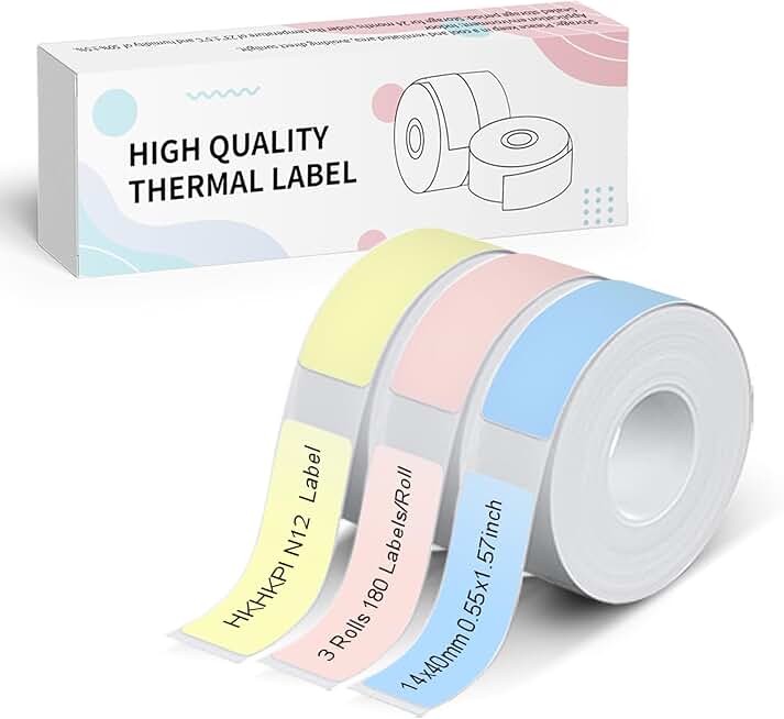Multicolor N12 Label Tape, 3-Roll, 14x40mm