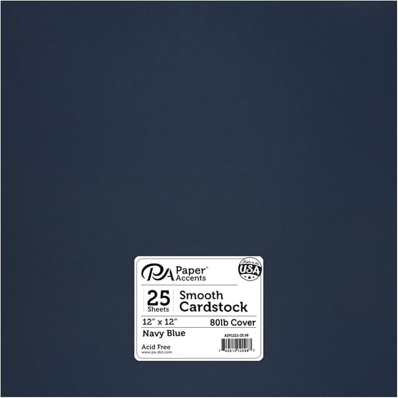 Navy Blue 12x12 Cardstock, 80lb, 25 sheets