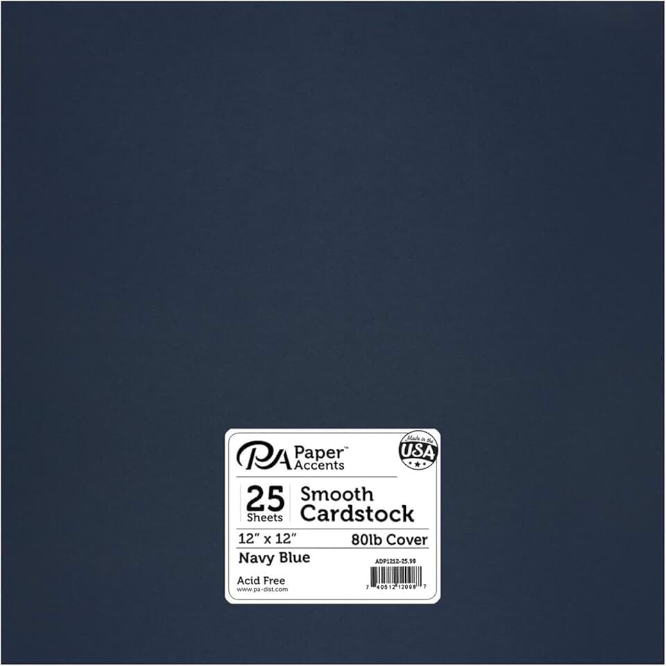 Navy Blue 12x12 Cardstock, 80lb, 25 sheets