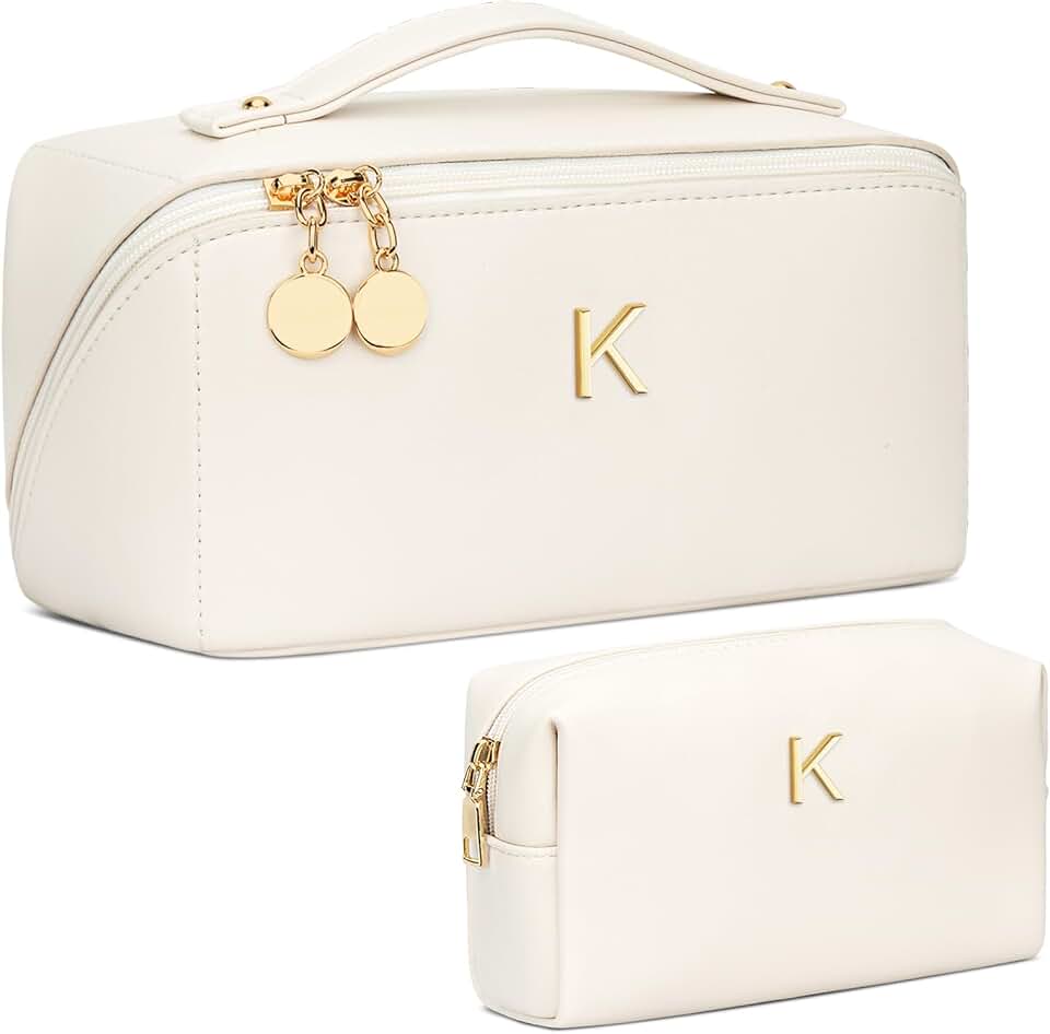 Personalized Initial Makeup Organizer Bag Set