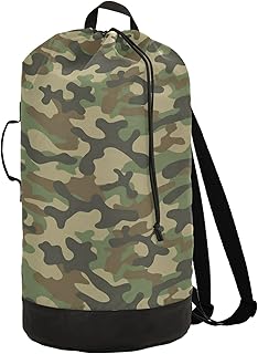 Large Green Military-Style Laundry Bag with Shoulder Straps