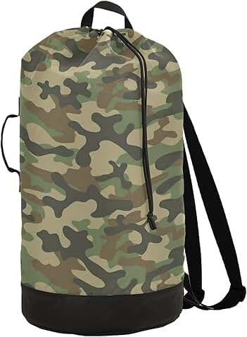 Large Green Military-Style Laundry Bag with Shoulder Straps