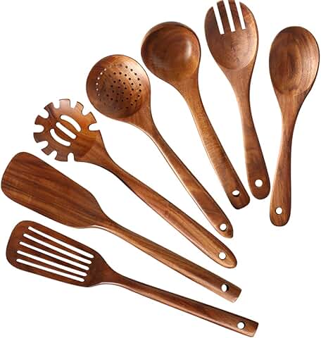 7-Piece Wooden Kitchen Utensil Set for Cooking