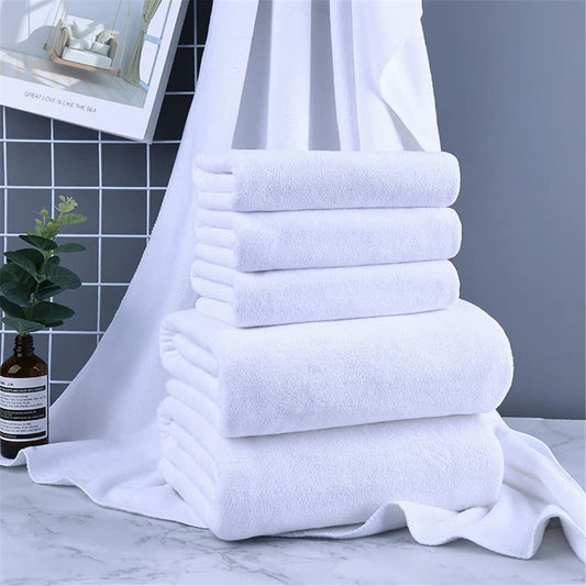 CUJUX Bath Towel Hotel ened Bath Center Hair Absorbent Wholesale Beauty Salon Gray Bed Towel. Color  White, Size  2-Piece Set)