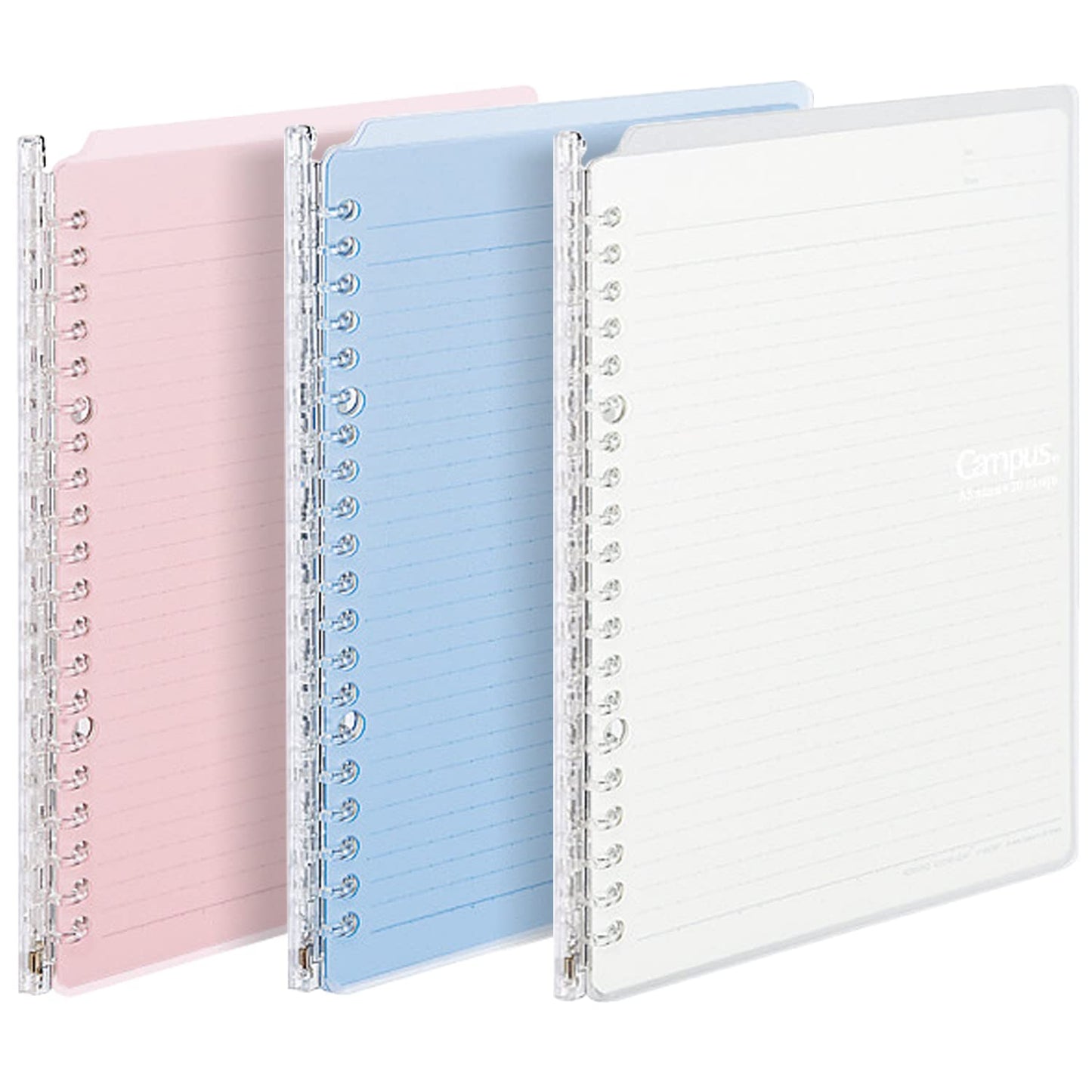 Set of 3 Light Color Slim Ring Binders with Loose-leaf Paper