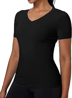 Women's V Neck Short-Sleeve Compression Athletic T-Shirt