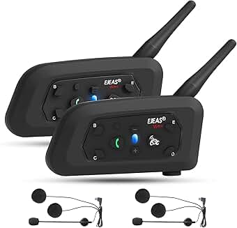 Motorcycle Bluetooth Headset for 2 Riders with Intercom and Noise Reduction