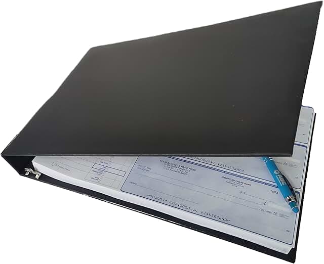 7-Ring Business Check Binder with Clear Pouch and Calendar