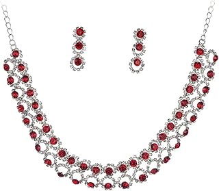 Sparkle Rhinestone Beads Choker Necklace with Earrings