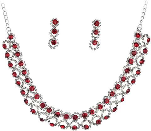 Sparkle Rhinestone Beads Choker Necklace with Earrings