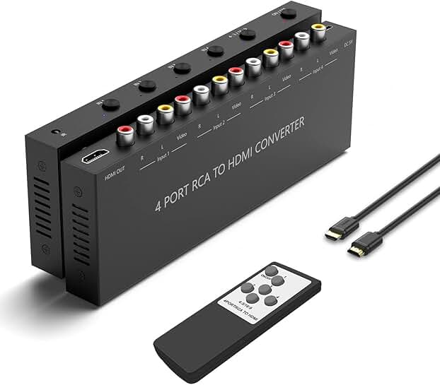 4-Port RCA to HDMI Converter with Switching