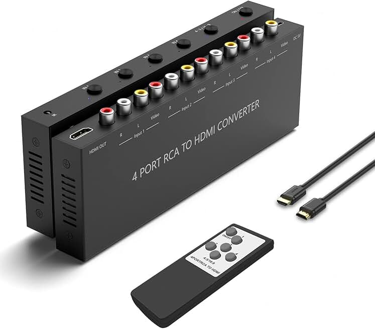 4-Port RCA to HDMI Converter with Switching