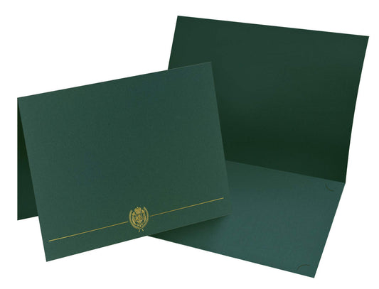 Hunter Green Certificate Cover with Gold Foil, 12" x 9.375", 5 Pack