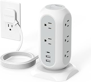 Tower Power Strip with 11 Outlets and 3 USB Ports