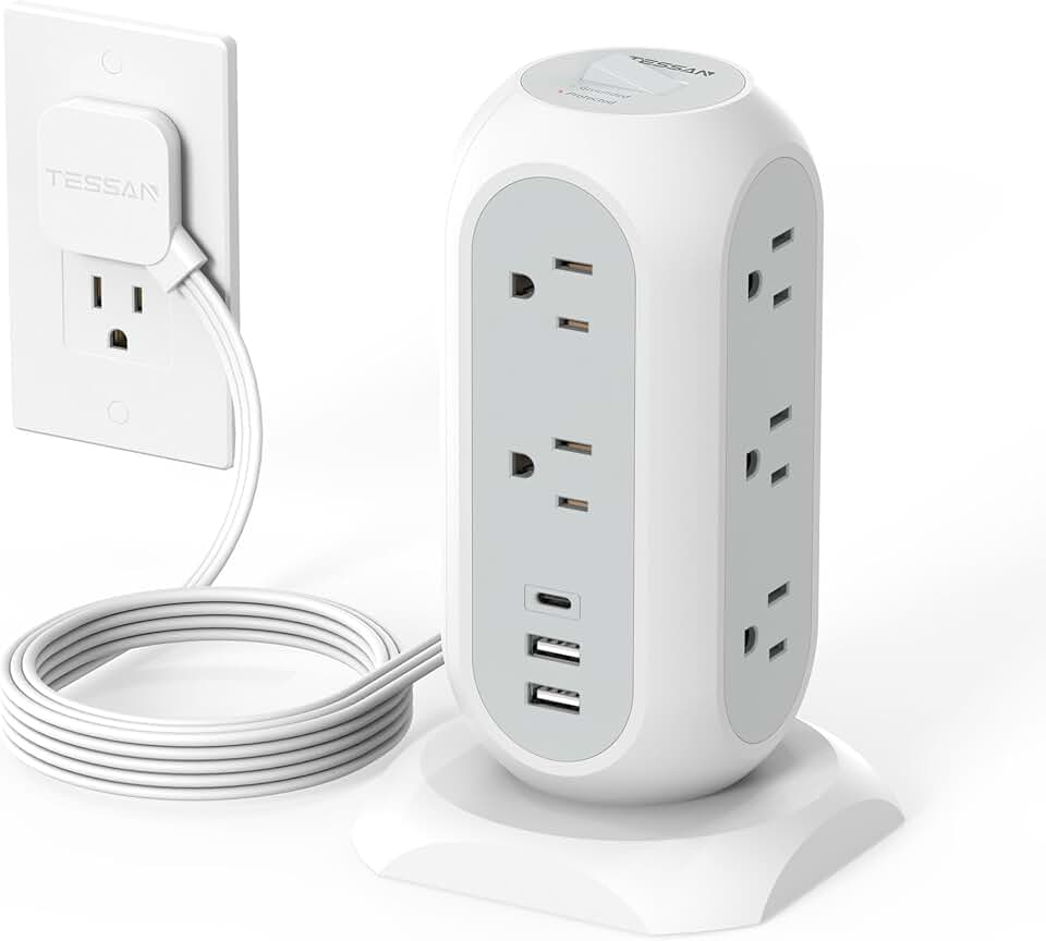 Tower Power Strip with 11 Outlets and 3 USB Ports