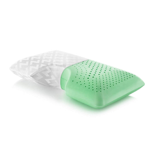 Z Shoulder Zoned Dough Memory Foam Pillow  Infused with Peppermint  Aromatherapy Sp er Included  Premium Tencel Cover  5 Year U.S. Warranty  Mid Loft  Queen, Green