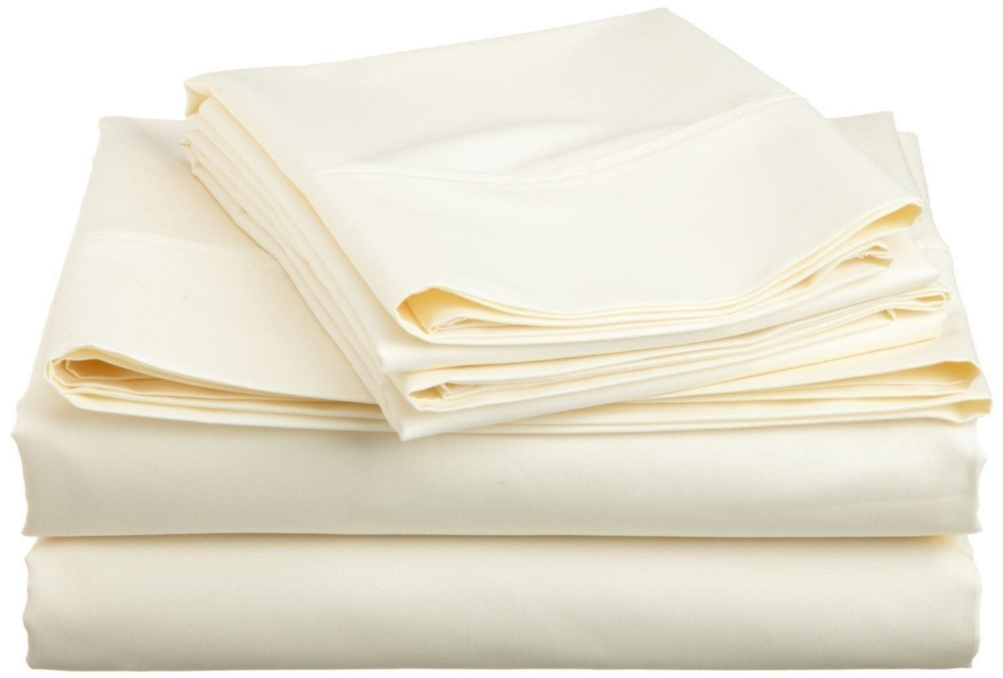 600 Thread Count 6-PCs Sheet Set with Extra Pillow Cases Fits 15-18 Inch Deep Pocket Full, Ivory/Cream Solid Color