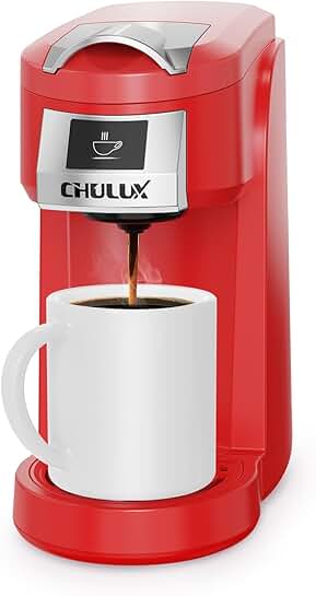 Single Serve Coffee Maker with One Button in Red