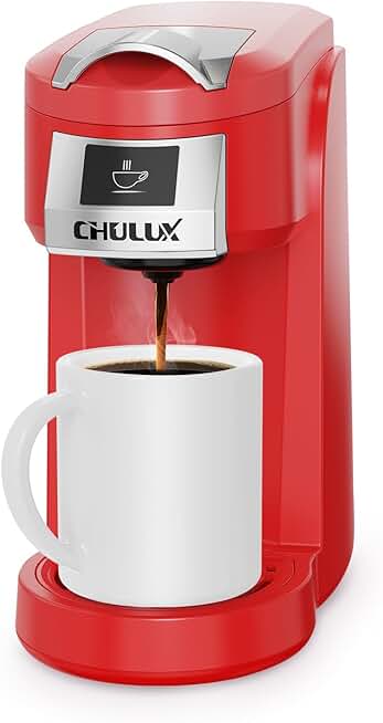 Single Serve Coffee Maker with One Button in Red