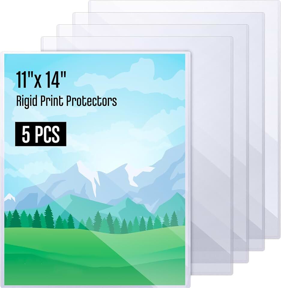 Set of 5 PVC Rigid Print Protectors, 11x14 Inches