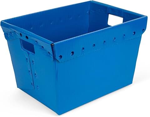 Blue Corrugated Handled Storage Container, 18.25 x 13.25 x 11.75