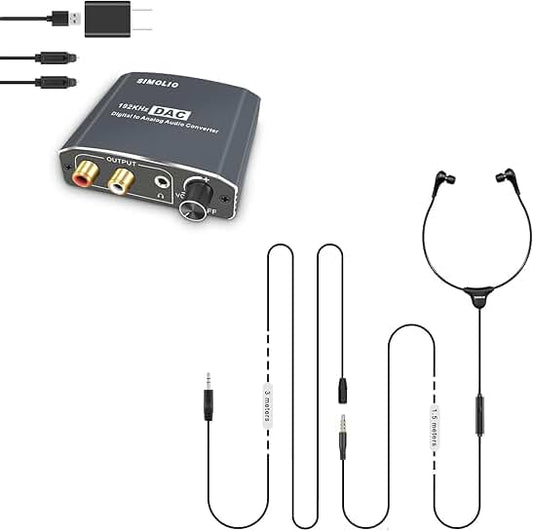 Long Cord Wired TV Headphones with Volume Control and Mic