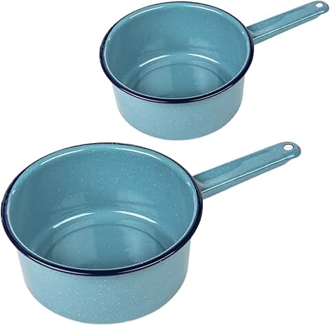 Enamel Steel Saucepan Set, 1 & 2 Quart, Non-Stick