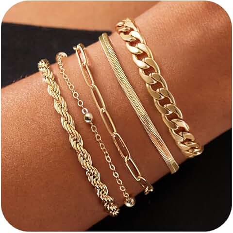 Dainty Hand Chain with CZ Beads, Adjustable Gold Plated Bracelet