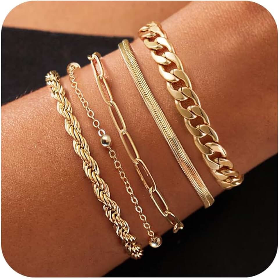 Dainty Hand Chain with CZ Beads, Adjustable Gold Plated Bracelet