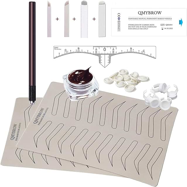 Microblading Eyebrow Pen Kit with Blades and Practice Skin