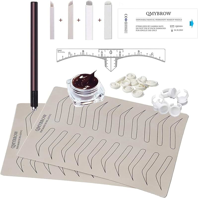 Microblading Eyebrow Pen Kit with Blades and Practice Skin