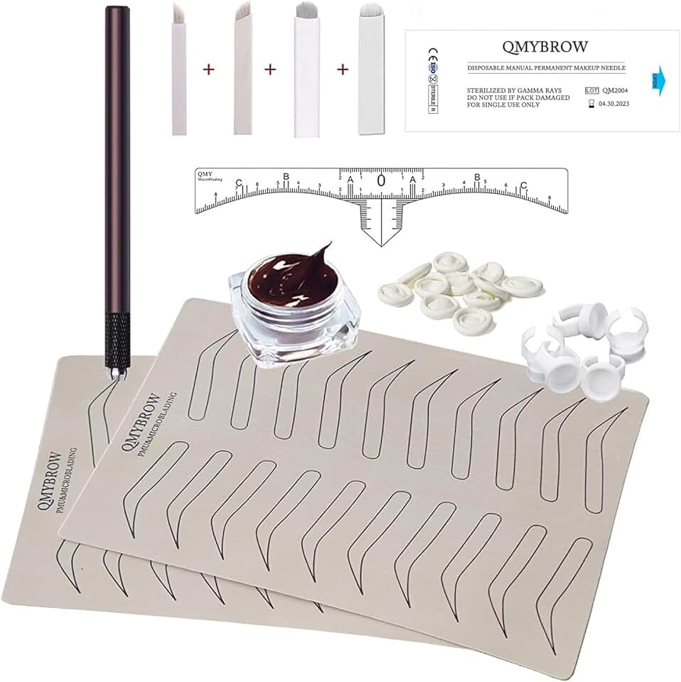 Microblading Eyebrow Pen Kit with Blades and Practice Skin